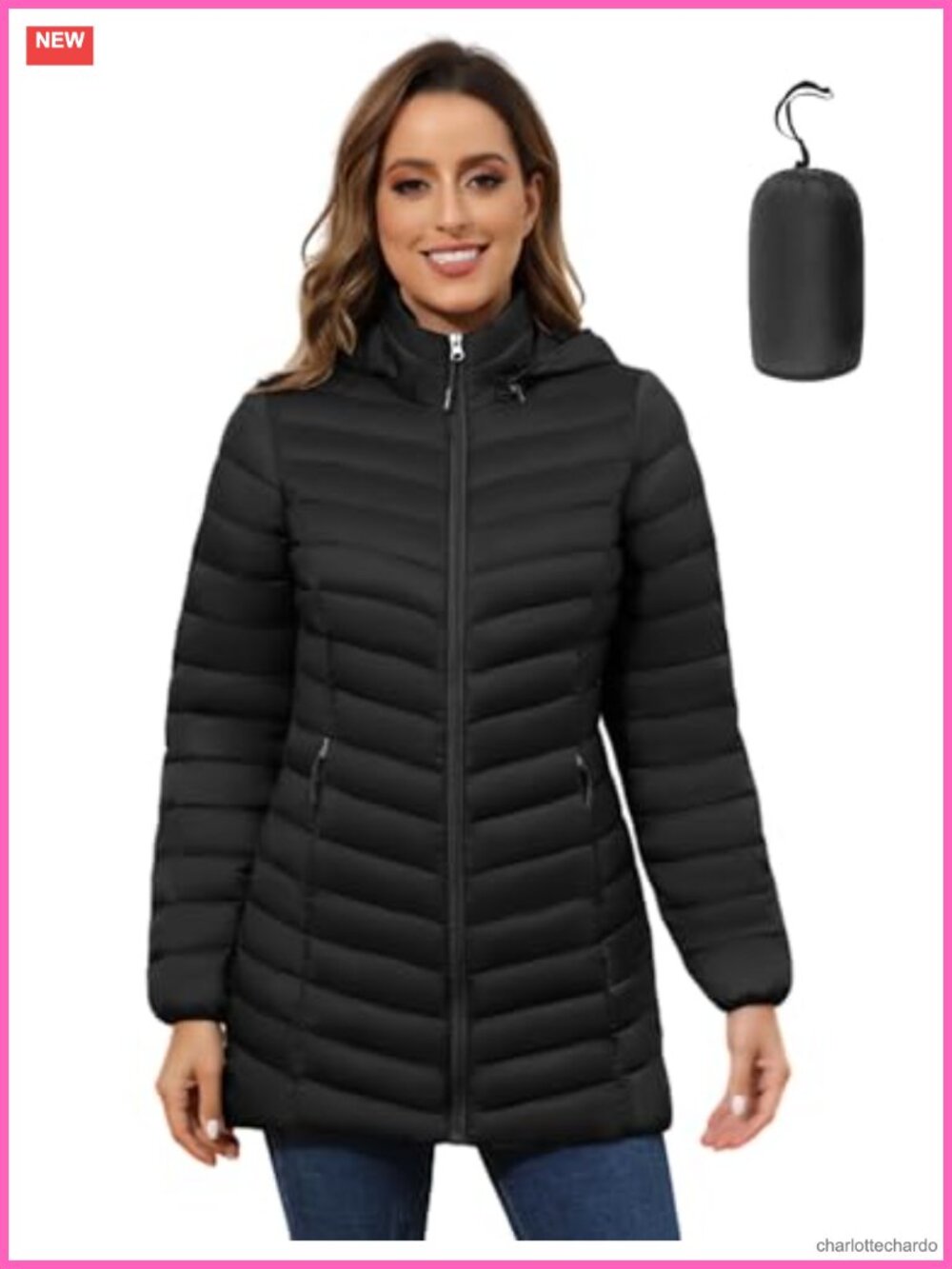 Women's Packable Puffer Jacket Lightweight Hooded Quilted Puffer Coat
